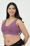 SecureFit Cotton Fixed-Pad Bra - Purple