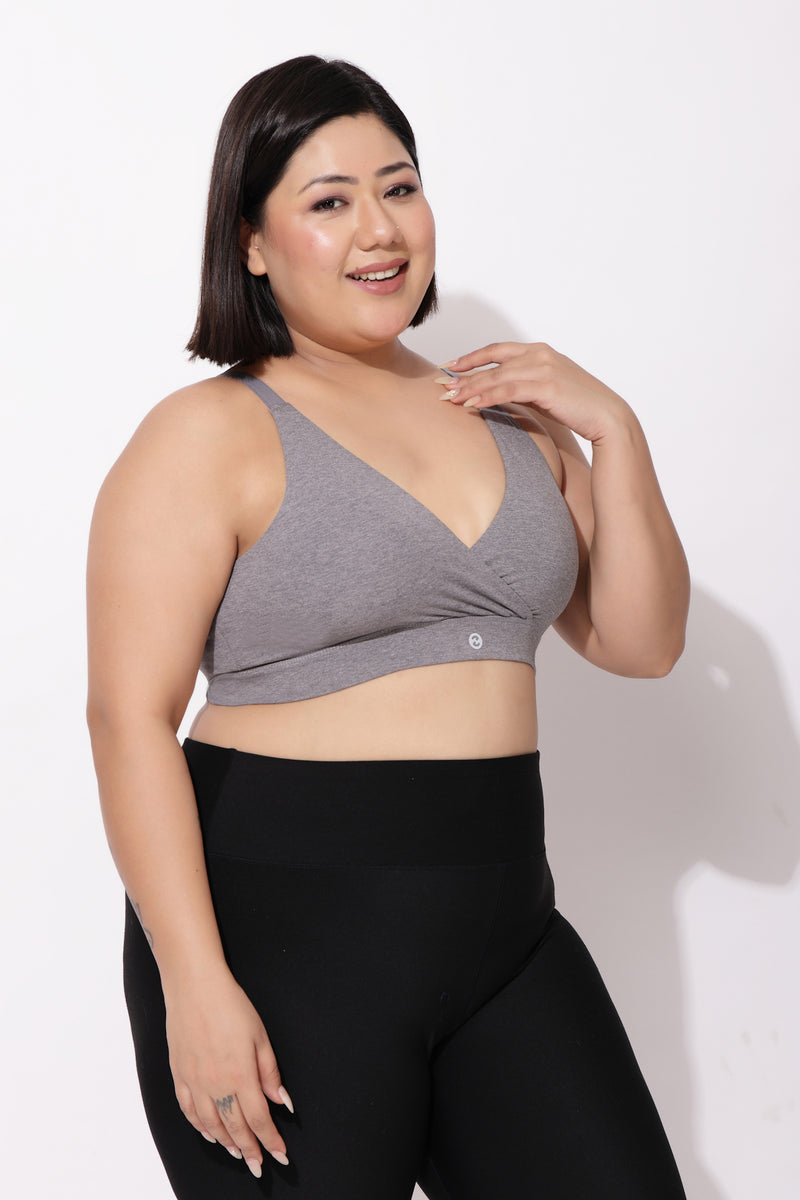 247 Extra Support Cotton Feeding Bra with Adjuster - Melange Anthrea