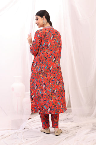 Close-up of the Convenient Feeding detail on the Embroidered Zip Kurta-Pant set, highlighting discrete feeding access.