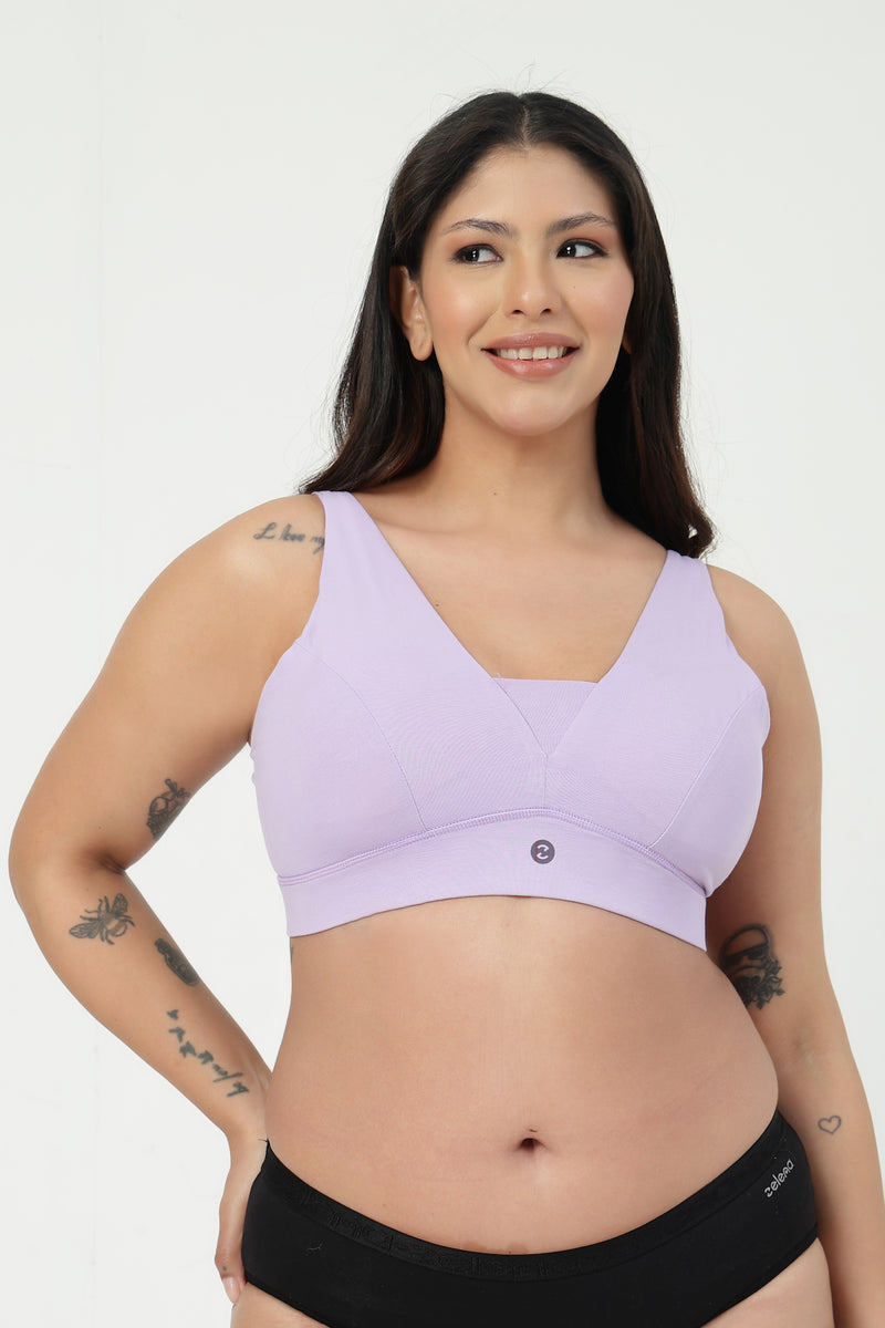SecureFit Cotton Fixed-Pad Bra - Lavender