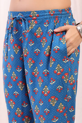 Side profile of the Embroidered Zip Kurta-Pant Kurta Set, showing the smooth drape of the Rayon fabric.