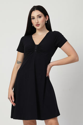 House of Zelena Ruched Cotton Zipless Feeding Dress - Trusted by Mothers for Quality