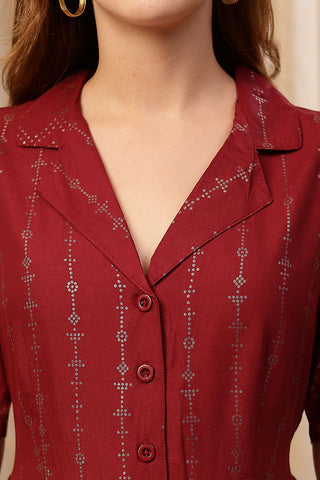 House of Zelena V-Neck Burgundy Maternity Dress with Zipless Feeding - Trusted by Mothers for Quality