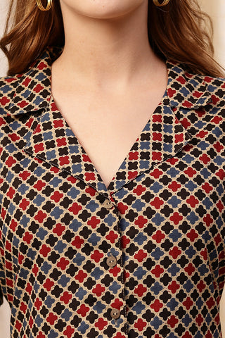 Soft Cotton Texture of Multi Zipless Maternity Lapel Dress with Pockets - Breathable & Comfy