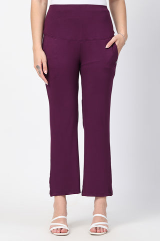 Deep Burgundy Pants; high waist fit provides support after delivery.