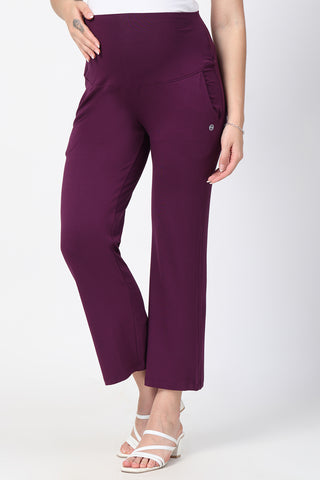 https://houseofzelena.com/collections/postpartum-pants/products/flared-high-waist-maternity-pants-with-pockets-deep-burgundy
