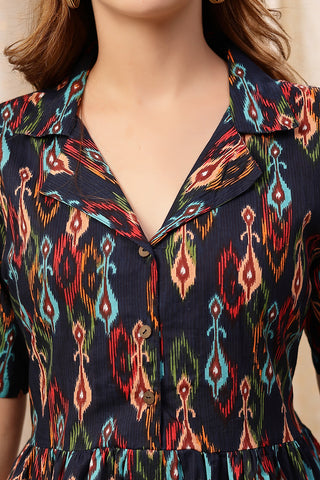 House of Zelena Navy Blue Zipless Maternity Lapel Dress with Pockets - Trusted by Mothers for Quality