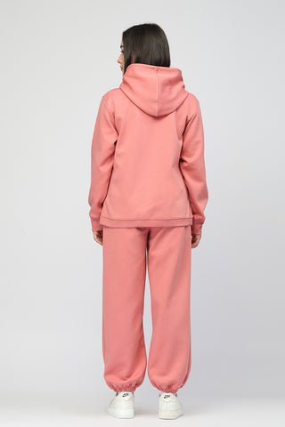 Anaya Maternity Zipless Feeding Hoodie & Jogger Set - Pink