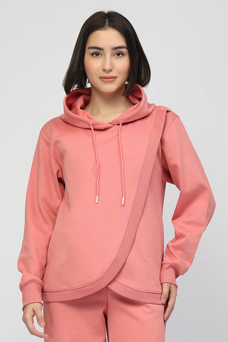 Anaya Maternity zipless Feeding Hoodie - Pink