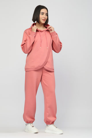Anaya Maternity Zipless Feeding Hoodie & Jogger Set - Pink