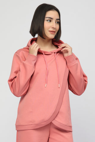 Anaya Maternity zipless Feeding Hoodie - Pink