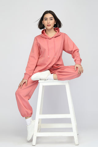 Anaya Maternity Zipless Feeding Hoodie & Jogger Set - Pink