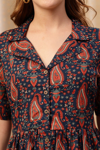 Stylish Navy Maternity Wear - Deep Navy Zipless Maternity Lapel Dress with Pockets for New Moms