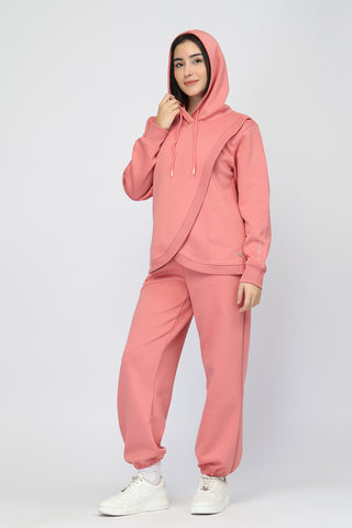 Anaya Maternity Zipless Feeding Hoodie & Jogger Set - Pink