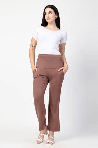Mocha Flared Pants hem; flared opening ensures room at the ankle.