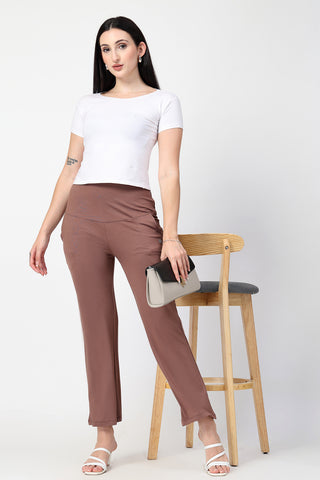 Mocha Flared Pants; flared design creates modern style.