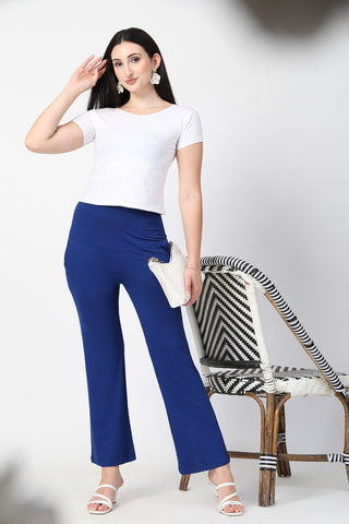 Royal Blue High Waist Pants; panel stretches to accommodate growth through all stages.