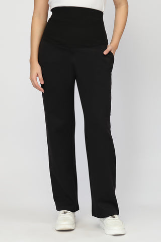 Laya Ribbed Band Maternity Pant - Black