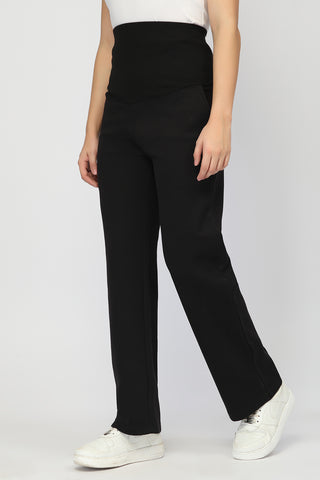 Laya Ribbed Band Maternity Pant - Black