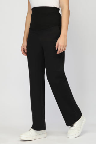 Laya Ribbed Band Maternity Pant - Black