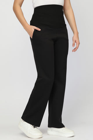 Laya Ribbed Band Maternity Pant - Black