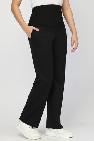 Laya Ribbed Band Maternity Pant - Black