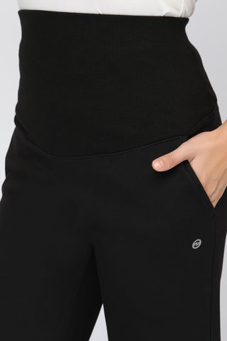 Laya Ribbed Band Maternity Pant - Black