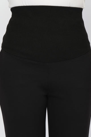Laya Ribbed Band Maternity Pant - Black