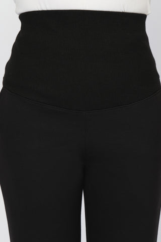 Laya Ribbed Band Maternity Pant - Black