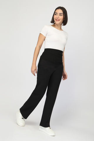 Laya Ribbed Band Maternity Pant - Black