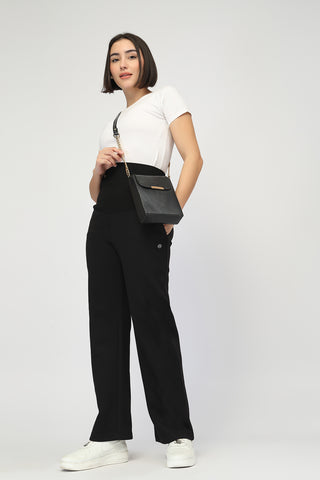 Laya Ribbed Band Maternity Pant - Black