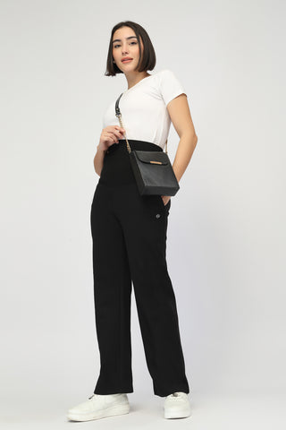 Laya Ribbed Band Maternity Pant - Black