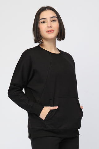 Laya Maternity Feeding Sweatshirt - Black