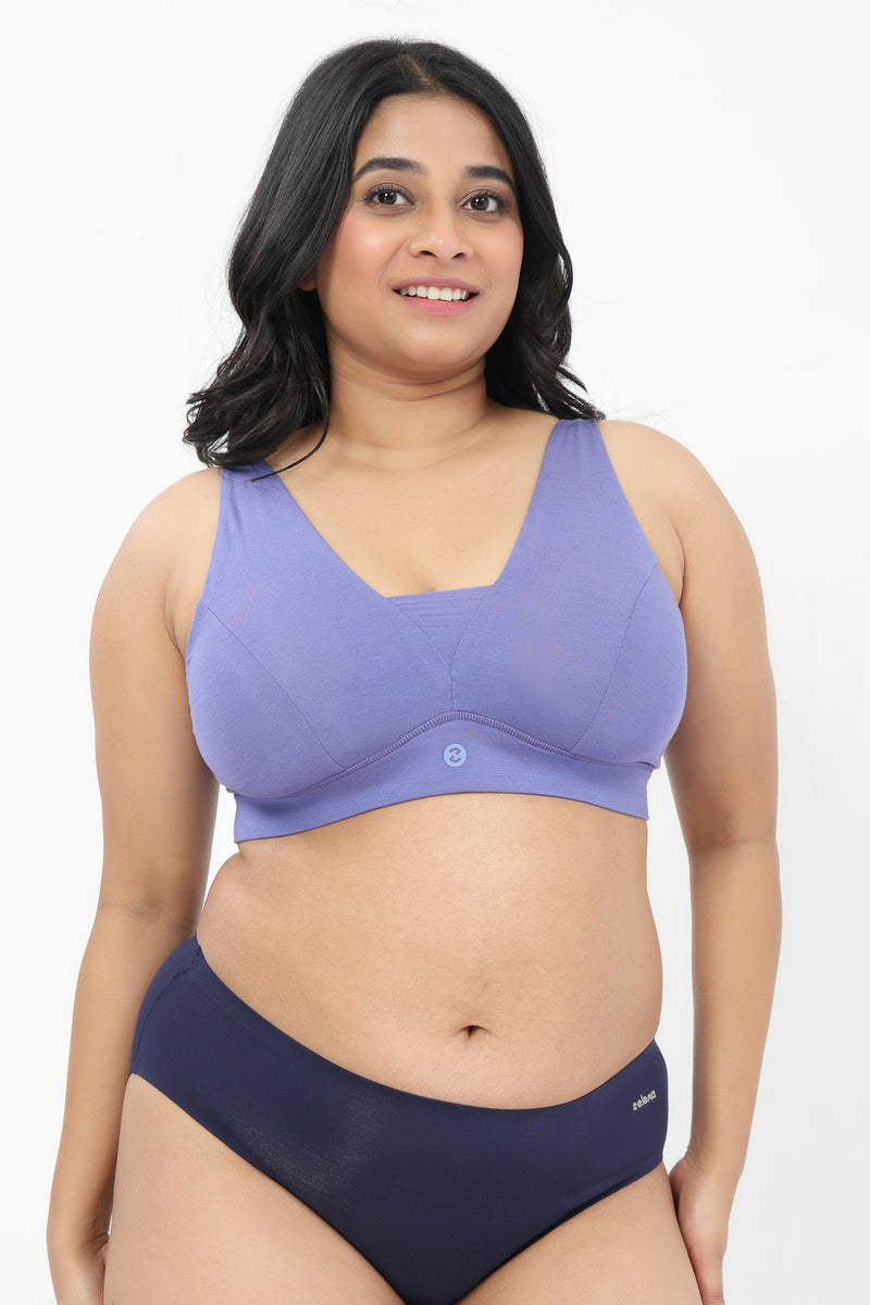 Fixed Padded Modal Maternity Bra with Support - Royal Blue
