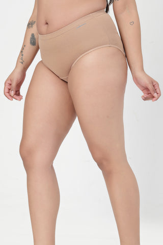 High-Waist Cotton Comfort Hipster (Pack of 4) (Black, Blush, Grey Melange & Light Skin)