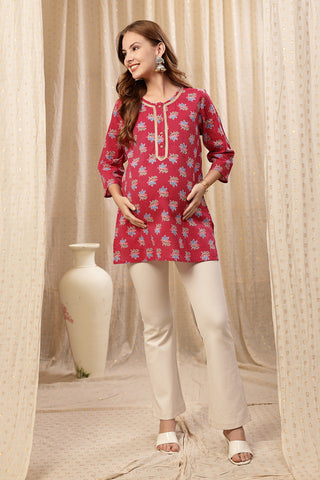 Close-up of Red Booty Top embroidery; shows the neck detail and quality stitching.