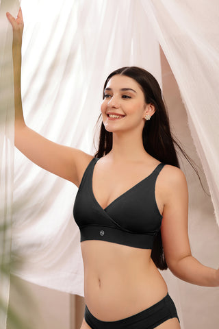 247 Extra Support Cotton Feeding Bra with Adjuster - Black