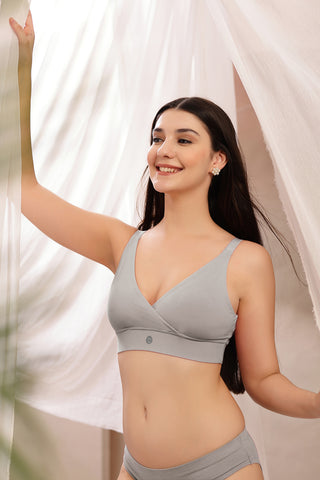 247 Extra Support Cotton Feeding Bra with Adjuster - Light Grey