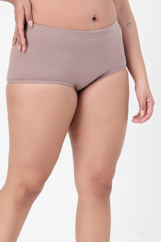 House of Zelena Cotton Cut & Sew Mid Rise Cotton Boyshort in Dark Skin for comfort.