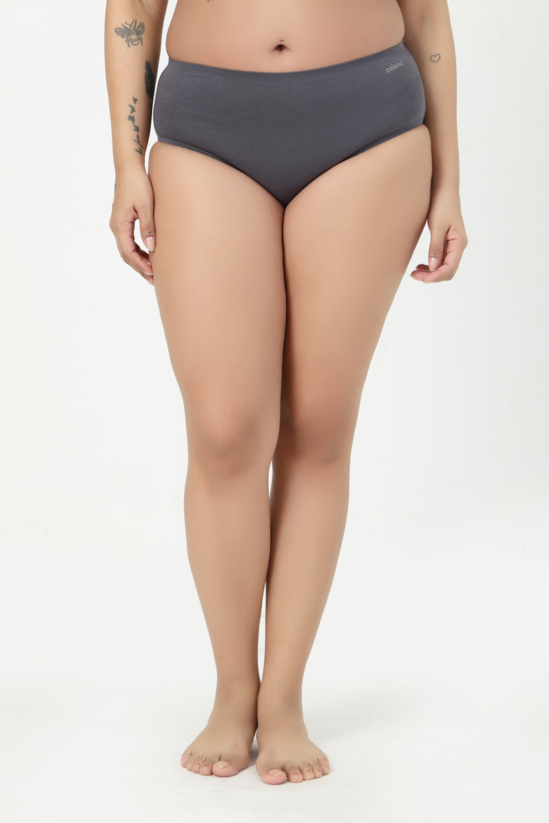House of Zelena Cotton High-Rise Hipster Seamless Underwear - Dark Grey for comfort.