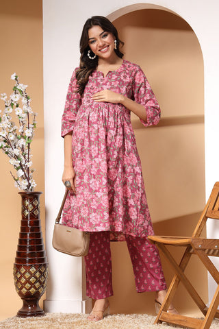 Floral Whisper Maternity Kurta Ensemble