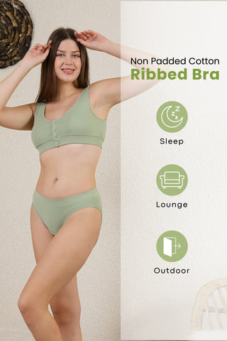 Ribbed Cotton Pista Lounge Bra