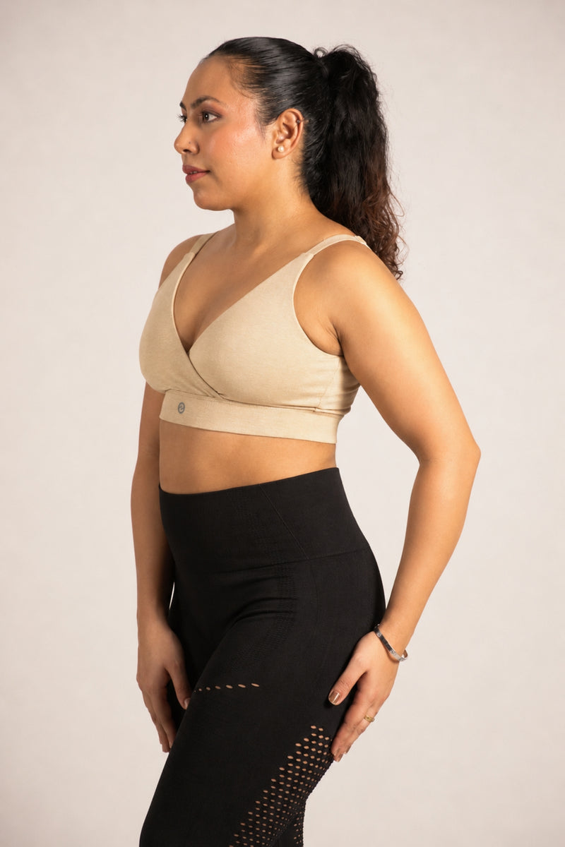 247 Extra Support Cotton Feeding Bra with Adjuster - Melange Beige