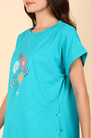 Light Sea Green 100% Soft Cotton Zipless Maternity Feeding Top