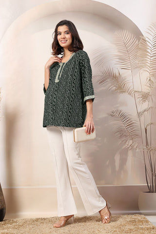 Bottle Green Elegant Essence Zipless Feeding Maternity Top