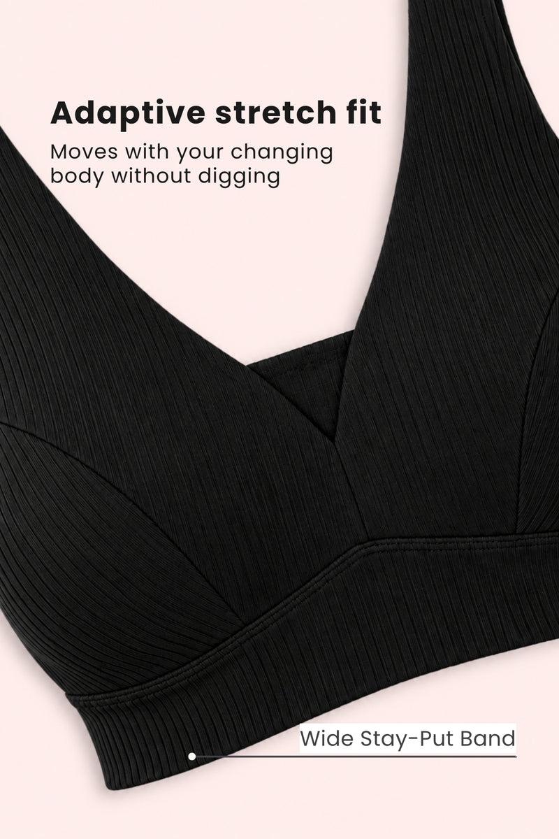 Natural Shape Wide Rib Bra - Black