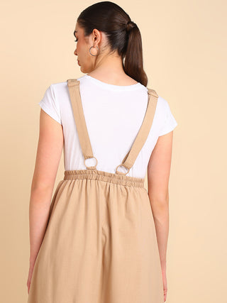 Beige 100% Cotton Jersey Pregnancy Skirt with Detachable Strap & Pockets