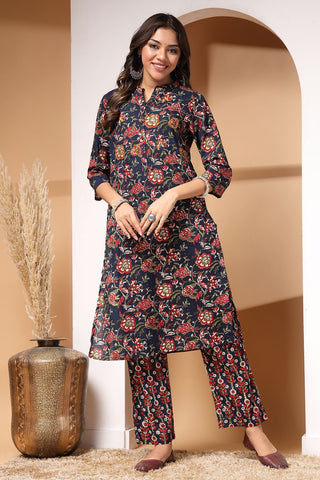 Midnight Bloom Maternity and Feeding Friendly Kurta Set