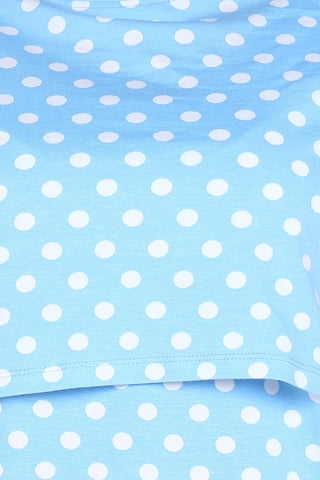 Blue with White Polka Dot Printed Zipless Maternity Feeding Top