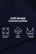 Fixed Padded Modal Maternity Bra with Support - Navy